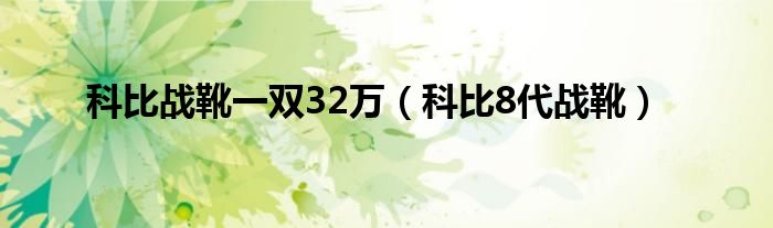  科比战靴一双32万（科比8代战靴）