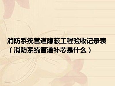 消防系统管道隐蔽工程验收记录表（消防系统管道补芯是什么）