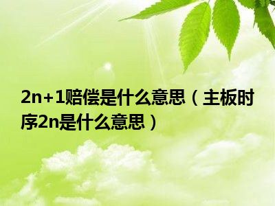 2n+1赔偿是什么意思（主板时序2n是什么意思）