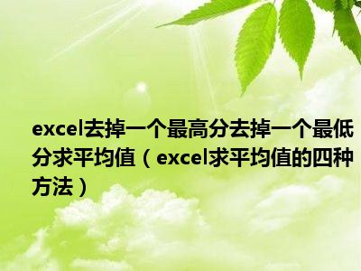 excel去掉一个最高分去掉一个最低分求平均值（excel求平均值的四种方法）