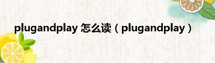 plugandplay 怎么读（plugandplay）