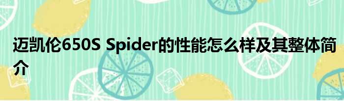 迈凯伦650S Spider的性能怎么样及其整体简介