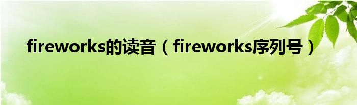  fireworks的读音（fireworks序列号）