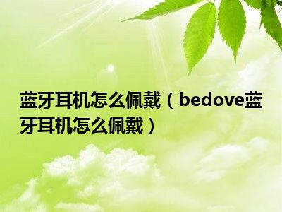 蓝牙耳机怎么佩戴（bedove蓝牙耳机怎么佩戴）