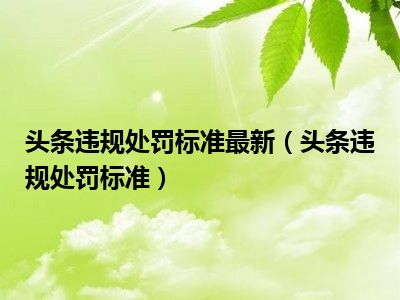 头条违规处罚标准最新（头条违规处罚标准）