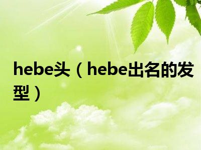 hebe头（hebe出名的发型）