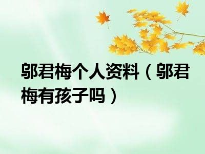 邬君梅个人资料（邬君梅有孩子吗）