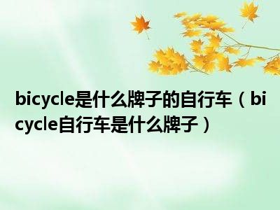 bicycle是什么牌子的自行车（bicycle自行车是什么牌子）