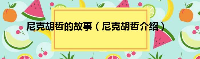 尼克胡哲的故事（尼克胡哲介绍）