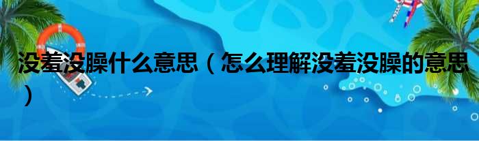 没羞没臊什么意思（怎么理解没羞没臊的意思）