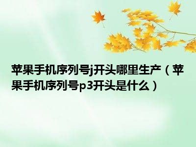 苹果手机序列号j开头哪里生产（苹果手机序列号p3开头是什么）