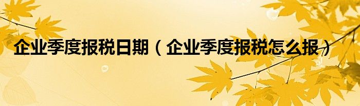  企业季度报税日期（企业季度报税怎么报）