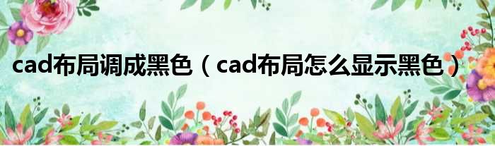 cad布局调成黑色（cad布局怎么显示黑色）