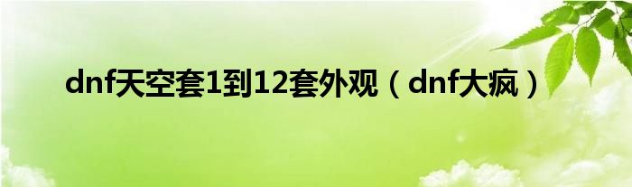  dnf天空套1到12套外观（dnf大疯）