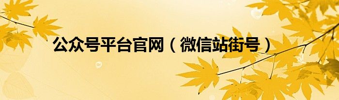  公众号平台官网（微信站街号）