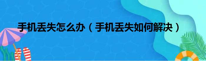 手机丢失怎么办（手机丢失如何解决）