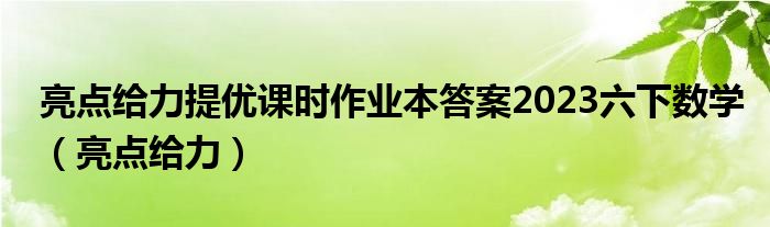  亮点给力提优课时作业本答案2023六下数学（亮点给力）