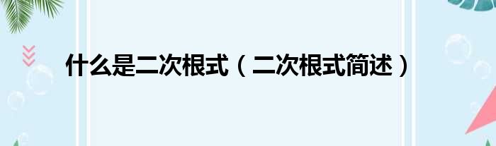 什么是二次根式（二次根式简述）