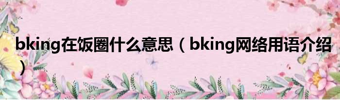 bking在饭圈什么意思（bking网络用语介绍）