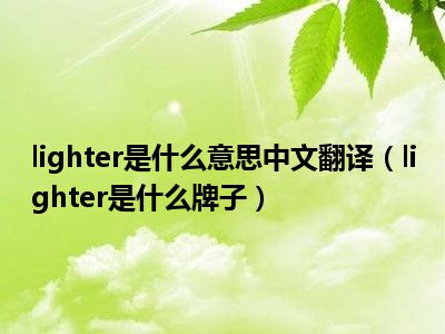 lighter是什么意思中文翻译（lighter是什么牌子）