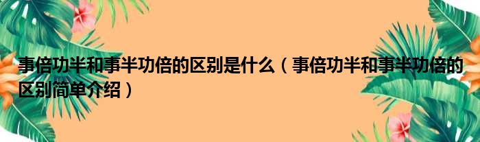 事倍功半和事半功倍的区别是什么（事倍功半和事半功倍的区别简单介绍）