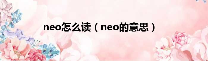 neo怎么读（neo的意思）