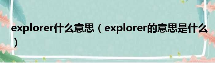 explorer什么意思（explorer的意思是什么）