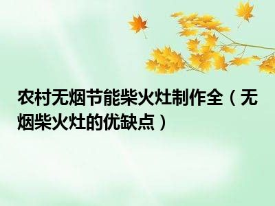 农村无烟节能柴火灶制作全（无烟柴火灶的优缺点）