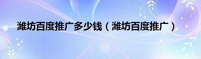  潍坊百度推广多少钱（潍坊百度推广）