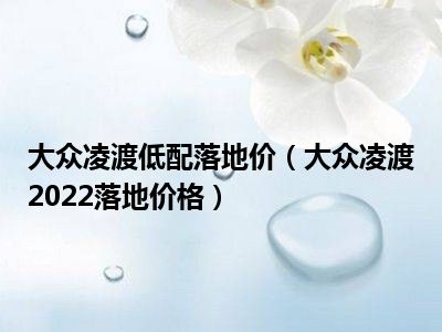 大众凌渡低配落地价（大众凌渡2022落地价格）