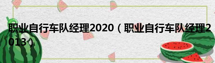 职业自行车队经理2020（职业自行车队经理2013）