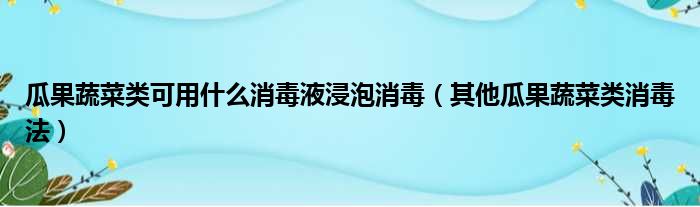 瓜果蔬菜类可用什么消毒液浸泡消毒（其他瓜果蔬菜类消毒法）