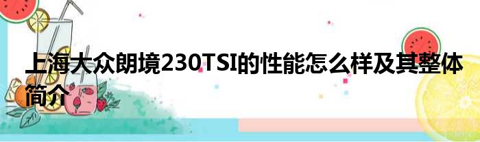 上海大众朗境230TSI的性能怎么样及其整体简介