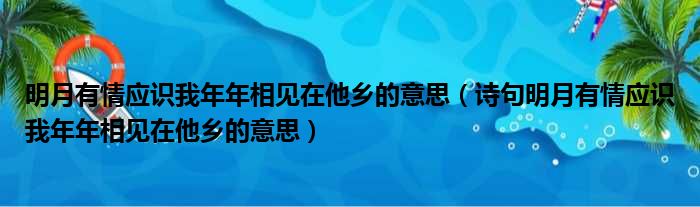 明月有情应识我年年相见在他乡的意思（诗句明月有情应识我年年相见在他乡的意思）