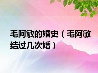 毛阿敏的婚史（毛阿敏结过几次婚）