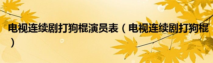  电视连续剧打狗棍演员表（电视连续剧打狗棍）