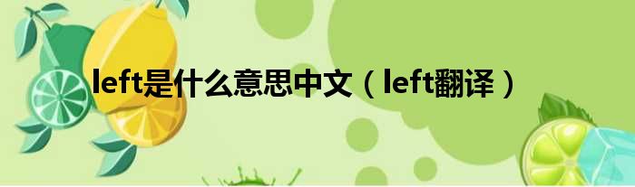 left是什么意思中文（left翻译）