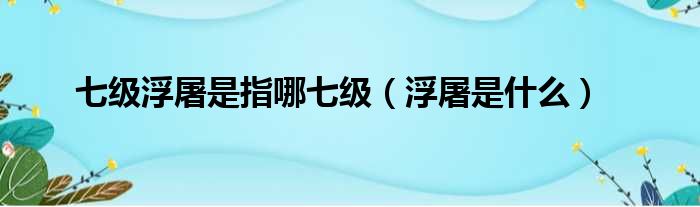 七级浮屠是指哪七级（浮屠是什么）