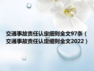 交通事故责任认定细则全文97条（交通事故责任认定细则全文2022）