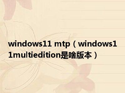 windows11 mtp（windows11multiedition是啥版本）