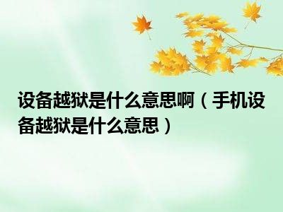 设备越狱是什么意思啊（手机设备越狱是什么意思）