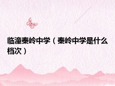 临潼秦岭中学（秦岭中学是什么档次）