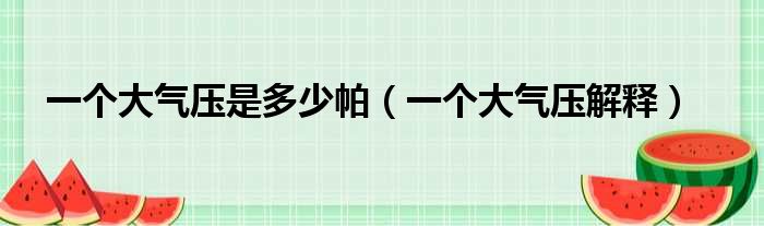 一个大气压是多少帕（一个大气压解释）