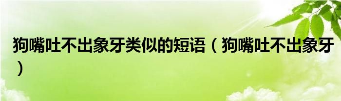  狗嘴吐不出象牙类似的短语（狗嘴吐不出象牙）