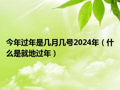 今年过年是几月几号2024年（什么是就地过年）