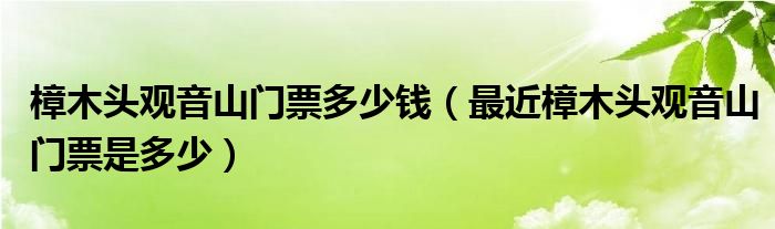  樟木头观音山门票多少钱（最近樟木头观音山门票是多少）