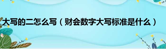 大写的二怎么写（财会数字大写标准是什么）