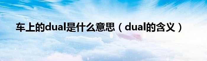 车上的dual是什么意思（dual的含义）