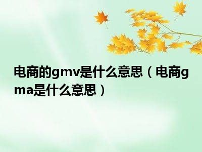 电商的gmv是什么意思（电商gma是什么意思）