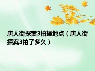 唐人街探案3拍摄地点（唐人街探案3拍了多久）